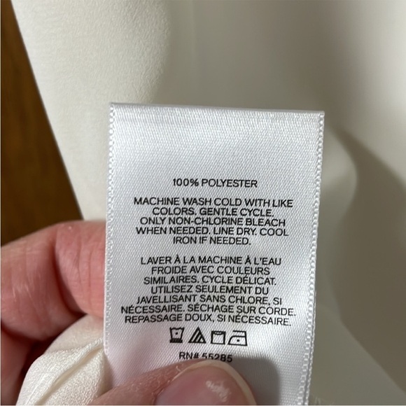 Express size large Ivory color lightweight flutter sleeve silk high-neck blouse - Picture 5 of 5